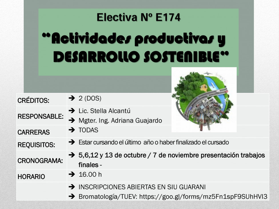 imagen Curso Electivo Nº E 174 "Actividades productivas y desarrollo sostenible"