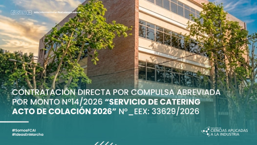 imagen CONTRATACIÓN DIRECTA POR COMPULSA ABREVIADA POR MONTO Nº14/2026 "SERVICIO DE CATERING ACTO DE COLACIÓN 2026" N°_EEX: 33629/2026