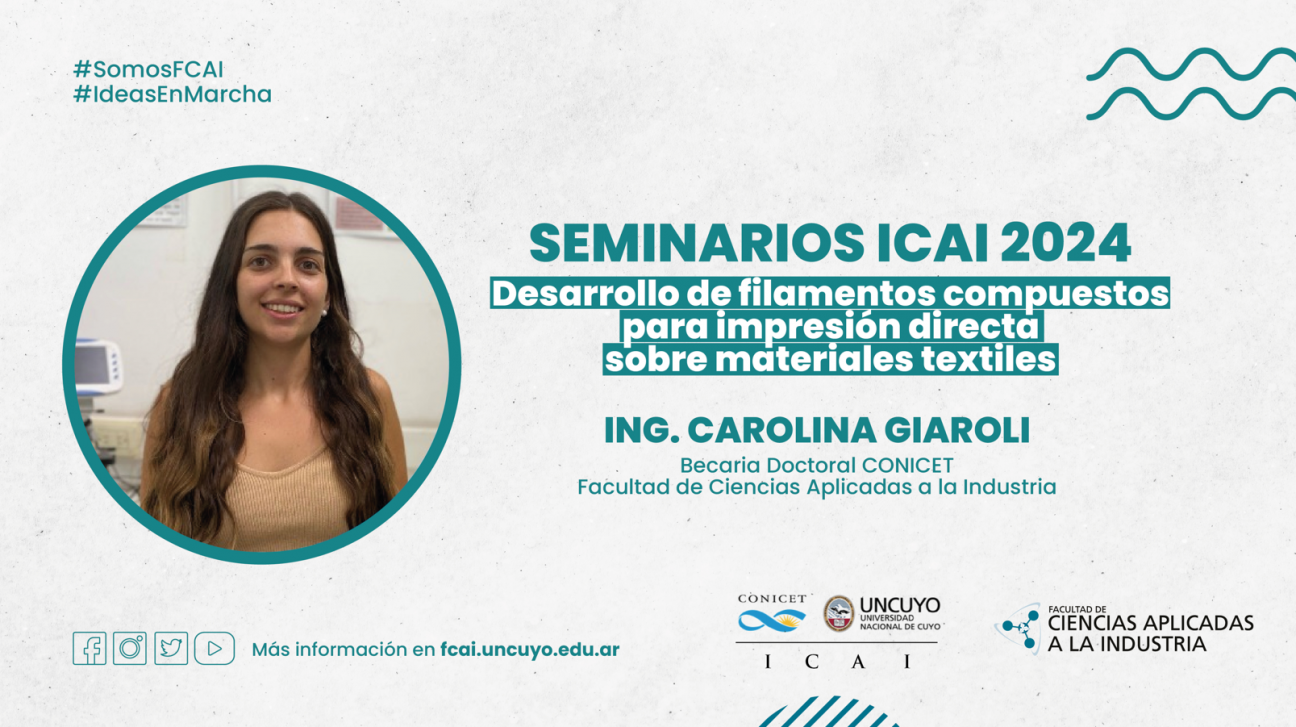 imagen Seminario ICAI CONICET: Desarrollo de filamentos compuestos para impresión directa sobre materiales textiles