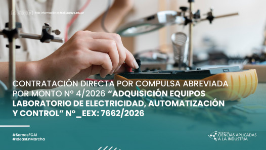 imagen CONTRATACIÓN DIRECTA POR COMPULSA ABREVIADA POR MONTO Nº 4/2026 "ADQUISICIÓN EQUIPOS LABORATORIO DE ELECTRICIDAD, AUTOMATIZACIÓN Y CONTROL" N°_EEX: 7662/2026