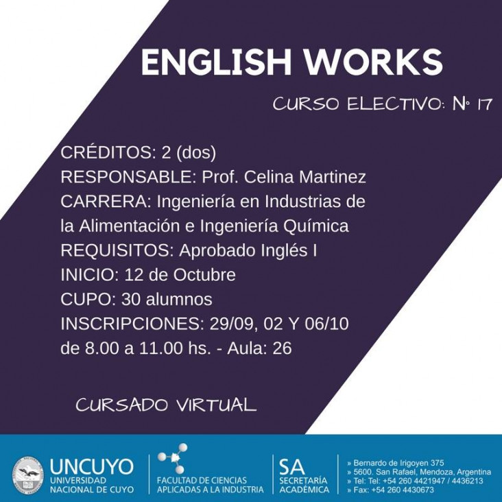 imagen Electiva N° 17 "English Works"