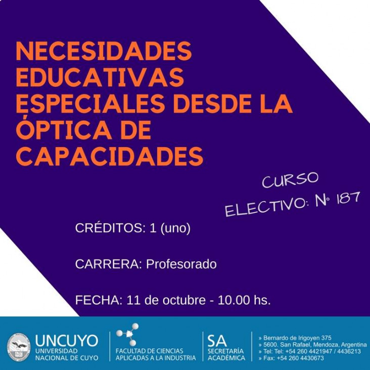 imagen Electiva N° 187 "Necesidades educativas especiales desde la óptica de capacidades"