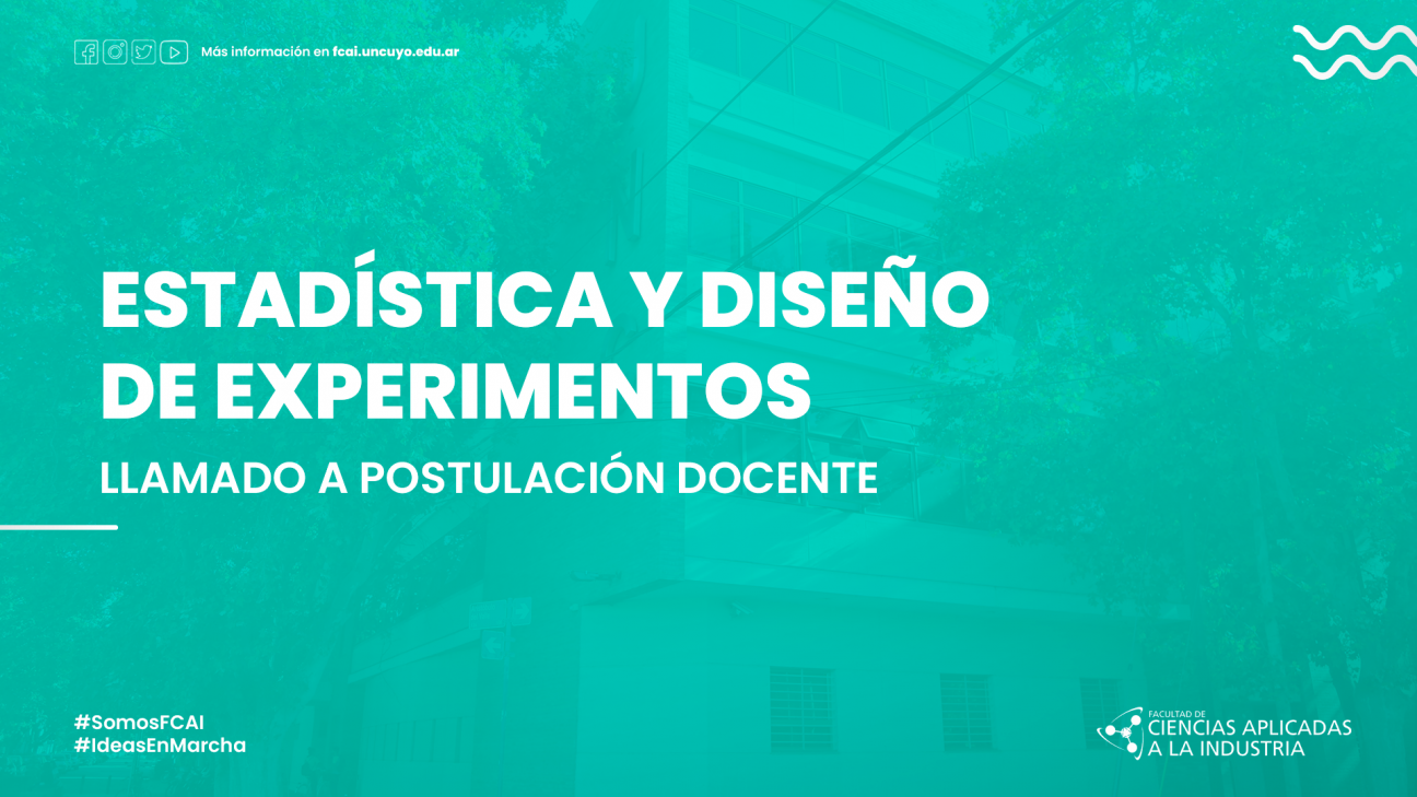 imagen  ESTADÍSTICA Y DISEÑO DE EXPERIMENTOS - Llamado a postulación docente