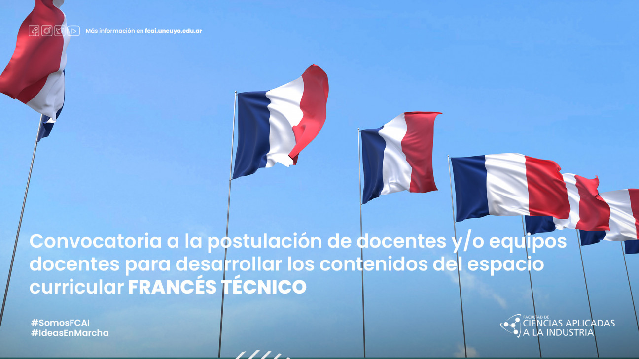 imagen Convocatoria a la postulación de docentes y/o equipos docentes para desarrollar los contenidos del espacio curricular FRANCÉS TÉCNICO