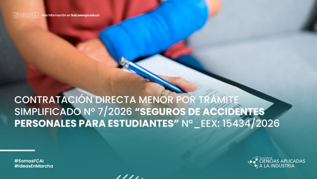 imagen CONTRATACIÓN DIRECTA MENOR POR TRÁMITE SIMPLIFICADO Nº 7/2026 "SEGUROS DE ACCIDENTES PERSONALES PARA ESTUDIANTES" N°_EEX: 15434/2026