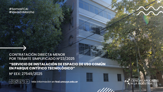 imagen Contratación Directa Menor por Trámite Simplificado N°23/2025 "Servicio de Instalación de Espacio de uso Común en Parque Cintífico Tecnológico" N° EEX: 27549/2025