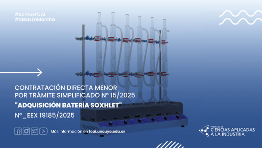 imagen Contratación Directa Menor por Trámite Simplificado N° 15/2025 "Adquisición Batería SOXHLET" N°_EEX 19185/2025