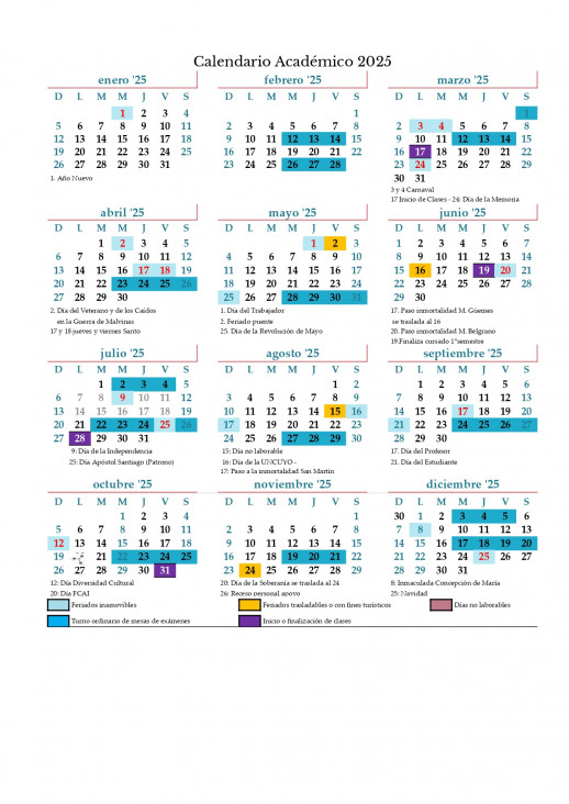 imagen Calendario Académico 2025