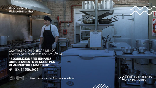 imagen CONTRATACIÓN DIRECTA MENOR POR TRÁMITE SIMPLIFICADO Nº15/2026 "ADQUISICIÓN FREEZER PARA CONGELAMIENTO DE MUESTRAS DE ALIMENTOS Y MATRICES" N°_EEX: 34959/2026