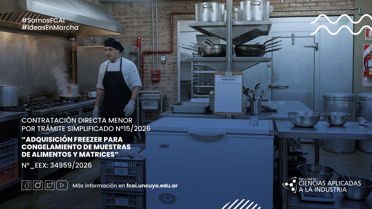 imagen CONTRATACIÓN DIRECTA MENOR POR TRÁMITE SIMPLIFICADO Nº15/2026 "ADQUISICIÓN FREEZER PARA CONGELAMIENTO DE MUESTRAS DE ALIMENTOS Y MATRICES" N°_EEX: 34959/2026