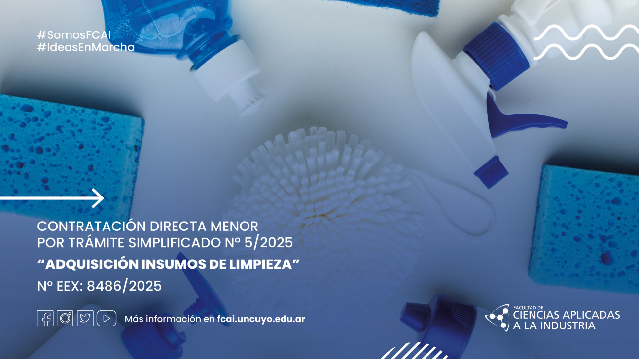 imagen Contratación Directa Menor por Trámite Simplificado N° 5/2025 "Adquisición Insumos de Limpieza" N° EEX: 8486/2025