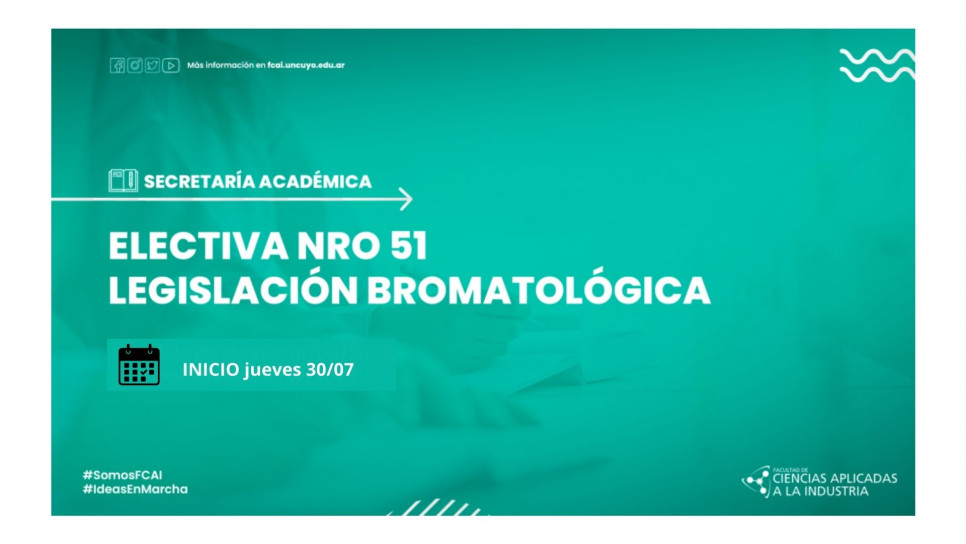 imagen  Electiva Nro 51 Legislación Bromatológica 