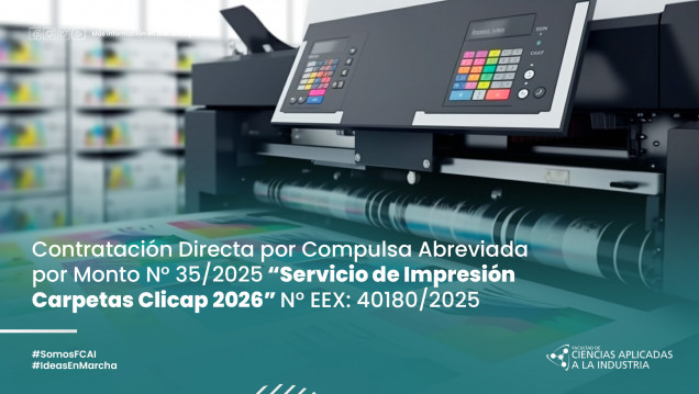 imagen Contratación Directa por Compulsa Abreviada por Monto N° 35/2025 "Servicio de Impresión Carpetas Clicap 2026" N° EEX: 40180/2025