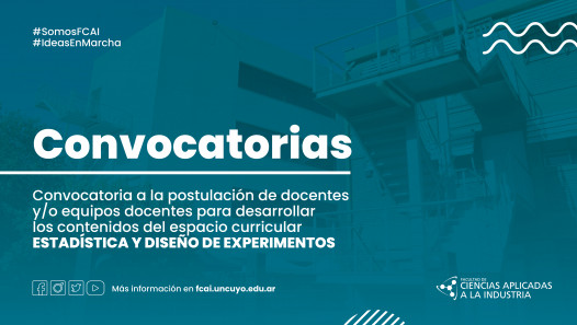 imagen Convocatoria a la postulación de docentes y/o equipos docentes para desarrollar los contenidos del espacio curricular Estadística y Diseño de Experimentos