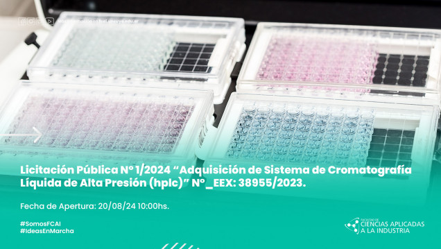 imagen Licitación pública nº 1/2024 "adquisición de sistema de cromatografía líquida de alta presión (hplc)" N°_EEX: 38955/2023