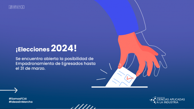imagen ¡Elecciones 2024! Se encuentra abierta la posibilidad de Empadronamiento de Egresados hasta el 31 de marzo