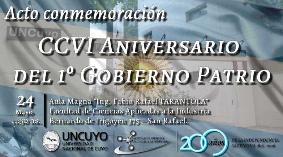 imagen Invitación al Acto en Conmemoración al "CCVI Aniversario del 1º Gobierno Patrio"