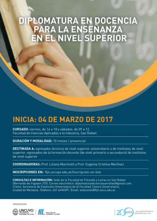 imagen Inscripciones abiertas para la diplomatura en "Docencia para la enseñanza en el nivel superior no universitario"