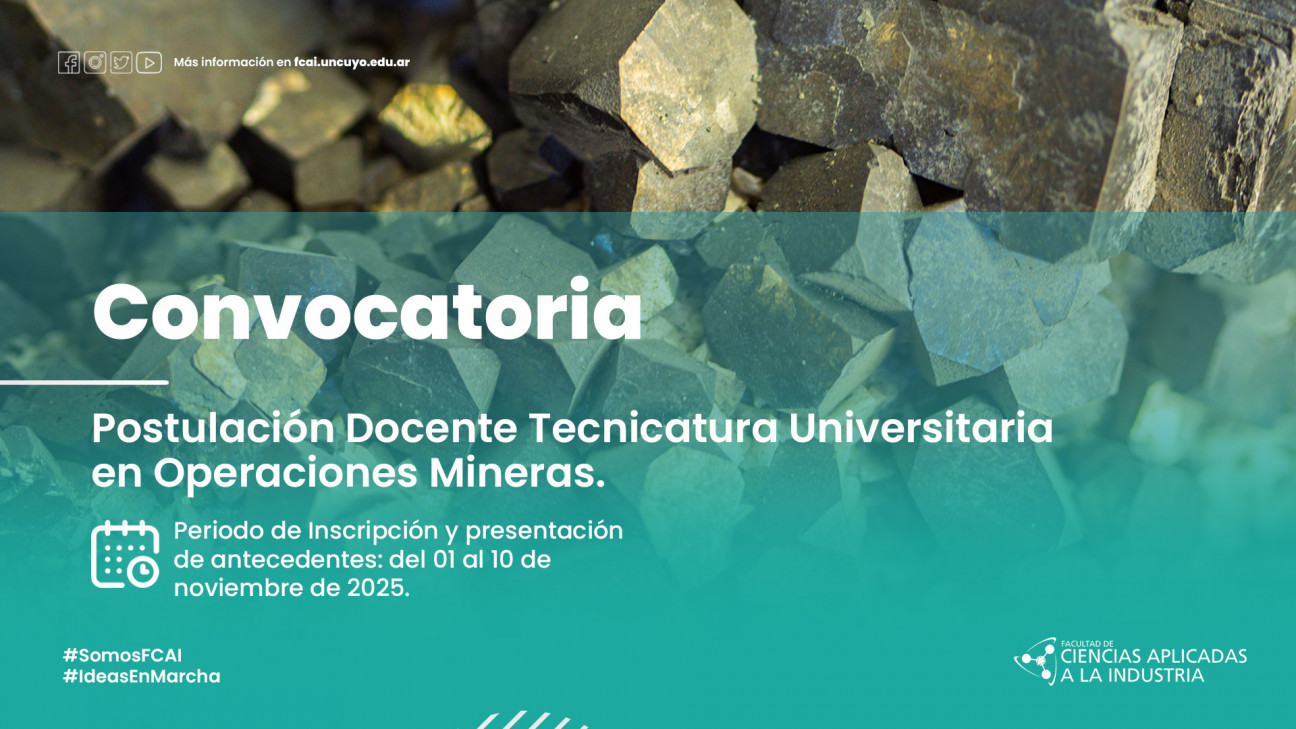 imagen Convocatoria a postulación Docente - Tecnicatura Universitaria en Operaciones Mineras.