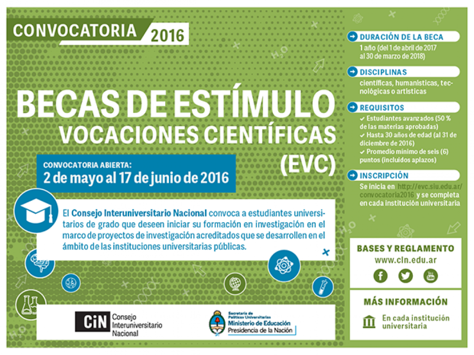 imagen Se abrió la convocatoria a las Becas de Estímulo a las Vocaciones Científicas 2016