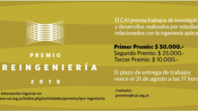 imagen Premio Pre Ingeniería 2018 del Centro Argentino de Ingenieros
