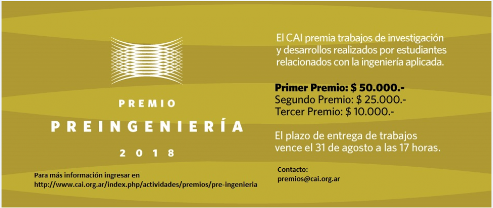 imagen Premio Pre Ingeniería 2018 del Centro Argentino de Ingenieros