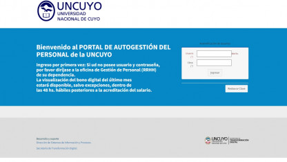 imagen Portal autogestión Personal UNCuyo