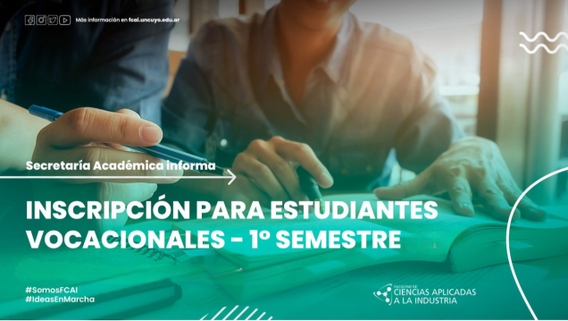 imagen Inscripción para estudiantes vocacionales 1° semestre 2025