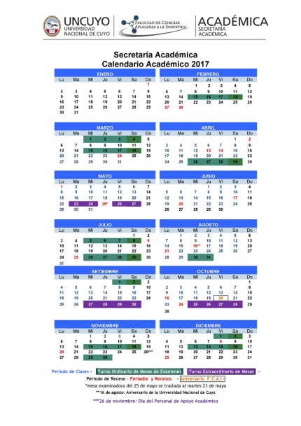imagen Calendario académico 2017