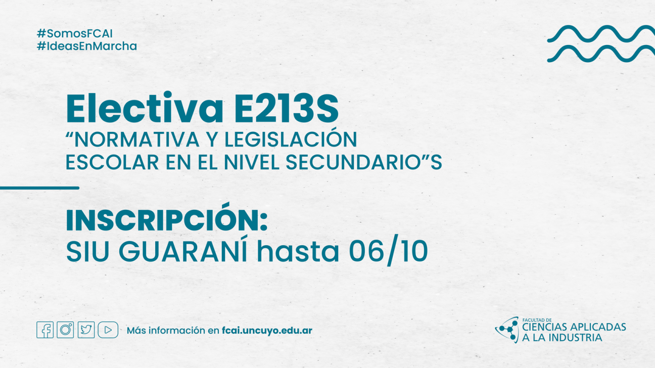 imagen Electiva E213 "NORMATIVA Y LEGISLACIÓN ESCOLAR EN EL NIVEL SECUNDARIO"