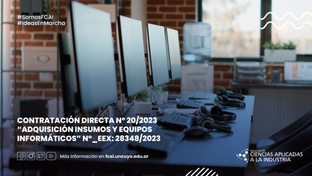 imagen CONTRATACIÓN DIRECTA Nº 20/2023 "ADQUISICIÓN INSUMOS Y EQUIPOS INFORMÁTICOS"  N°_EEX: 28348/2023