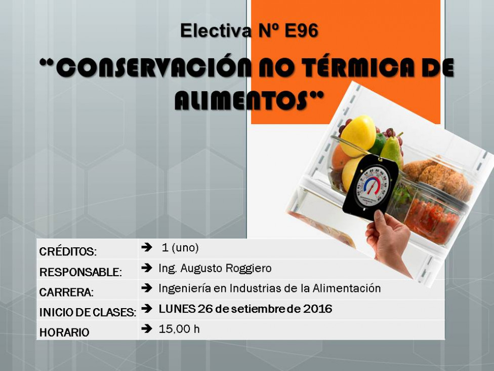 imagen Electiva Nº E 96 "Conservación no Térmica de Alimentos"