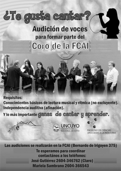 imagen Audición de voces para el Coro de la FCAI