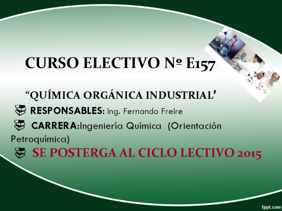 imagen Postergación Curso Electivo Química Orgánica Industrial