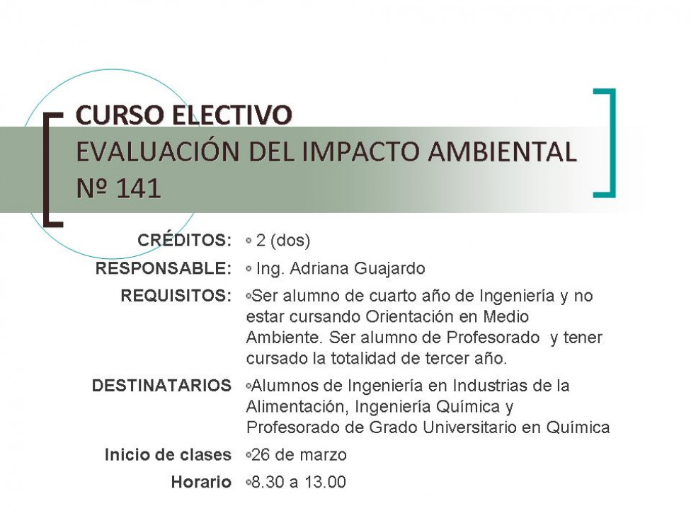 imagen Curso Electivo: Evaluación de Impacto Ambiental Nº 141