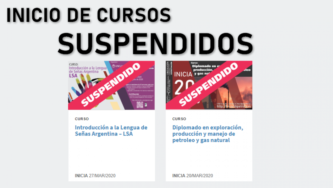 imagen Suspensión inicio cursos