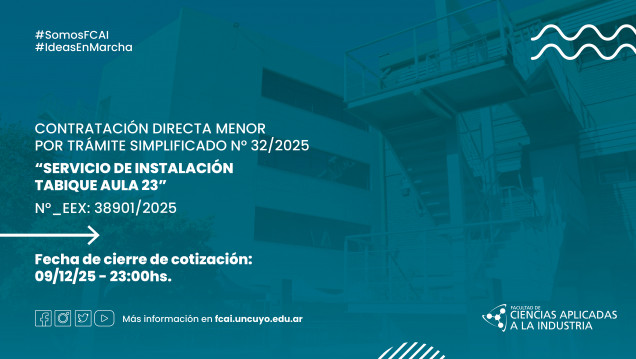 imagen Contratación Directa Menor por Trámite Simplificado N° 32/2025 "Servicio de Instalación Tabique Aula 23" N°_EEX: 38901/2025