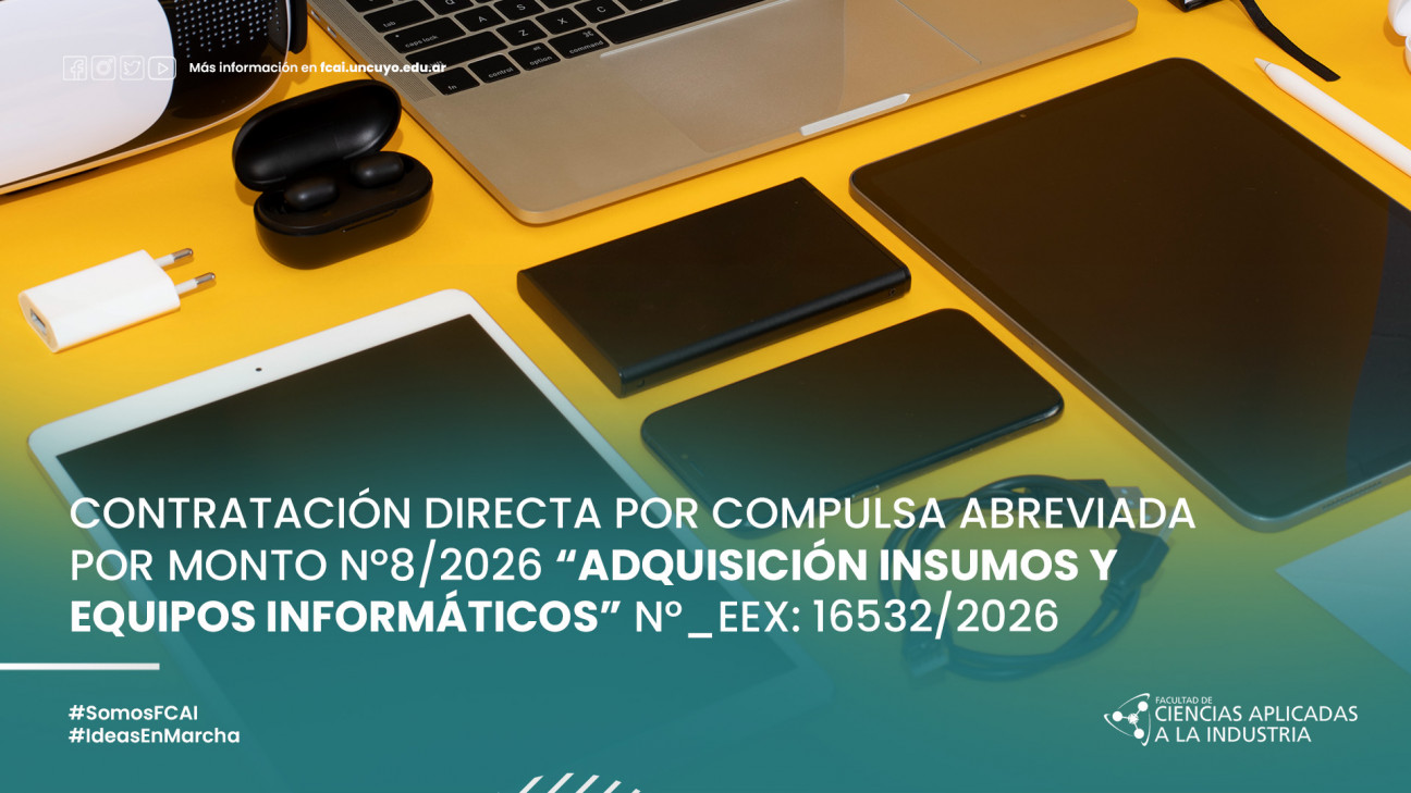 imagen CONTRATACIÓN DIRECTA POR COMPULSA ABREVIADA POR MONTO Nº8/2026 "ADQISICIÓN INSUMOS Y EQUIPOS INFORMÁTICOS"  N°_EEX: 16532/2026