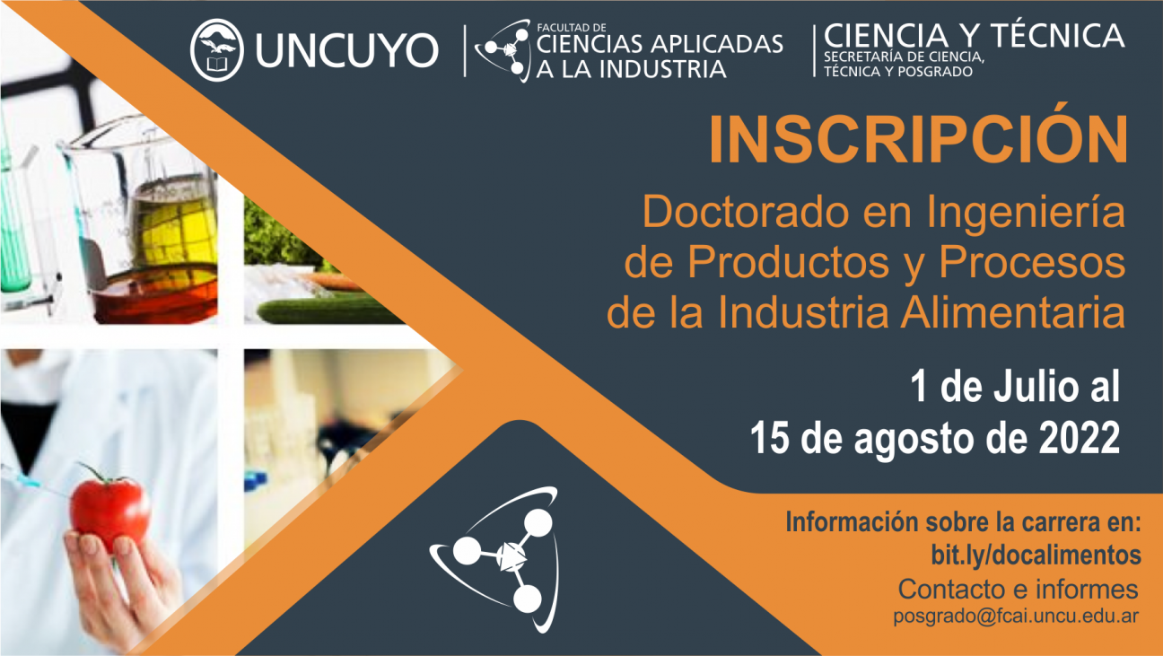 imagen Doctorado en Ingeniería de Productos y Procesos de la Industria Alimentaria Inscripciones Abiertas