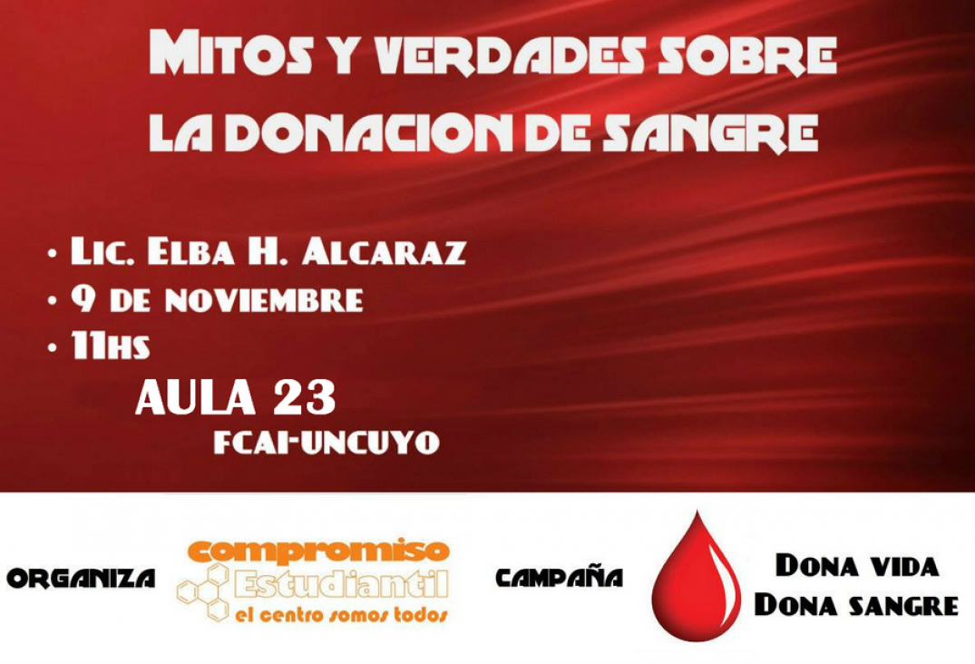 imagen Se desarrollará una Charla  acerca de Mitos y Verdades sobre la donación de Sangre