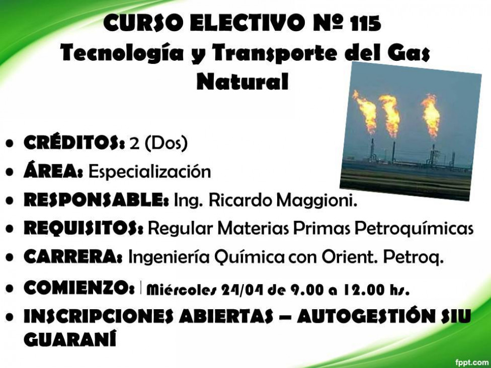 imagen Electiva E 115 "Tecnología y Transporte del Gas Natural"