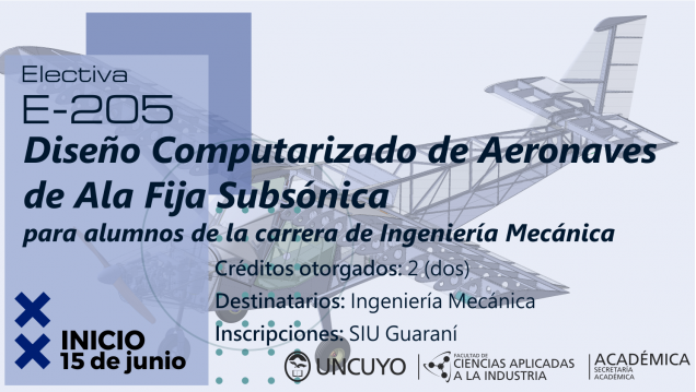 imagen E205 - Diseño Computarizado de Aeronaves de Ala Fija Subsónica para alumnos de la carrera de Ingeniería Mecánica