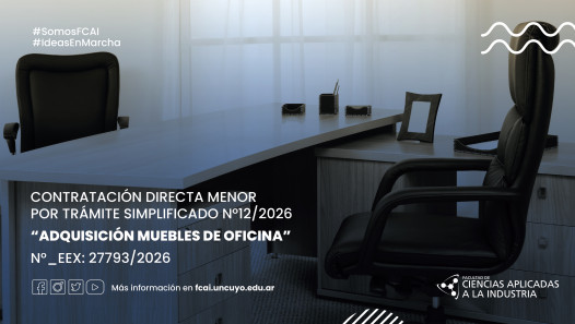 imagen CONTRATACIÓN DIRECTA MENOR POR TRÁMITE SIMPLIFICADO Nº12/2026 "ADQUISICIÓN MUEBLES DE OFICINA" N°_EEX: 27793/2026