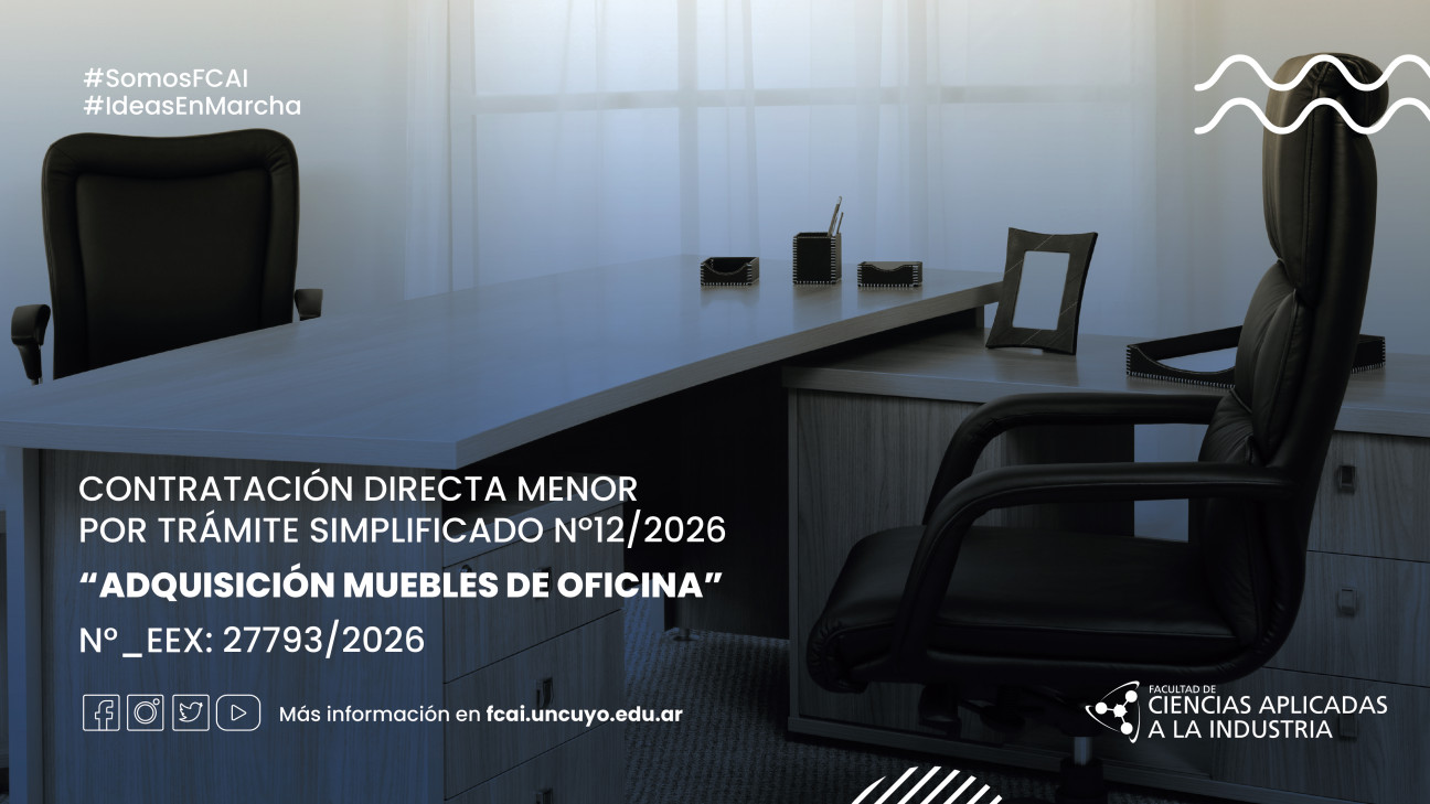 imagen CONTRATACIÓN DIRECTA MENOR POR TRÁMITE SIMPLIFICADO Nº12/2026 "ADQUISICIÓN MUEBLES DE OFICINA" N°_EEX: 27793/2026