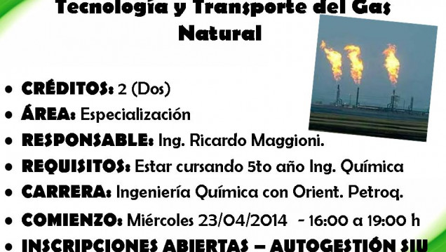 imagen CURSO ELECTIVO Nº 115 Tecnología y Transporte del Gas Natural