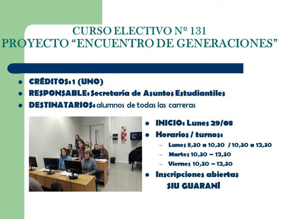 imagen Curso Electivo 131 - Proyecto Encuentro de Generaciones"