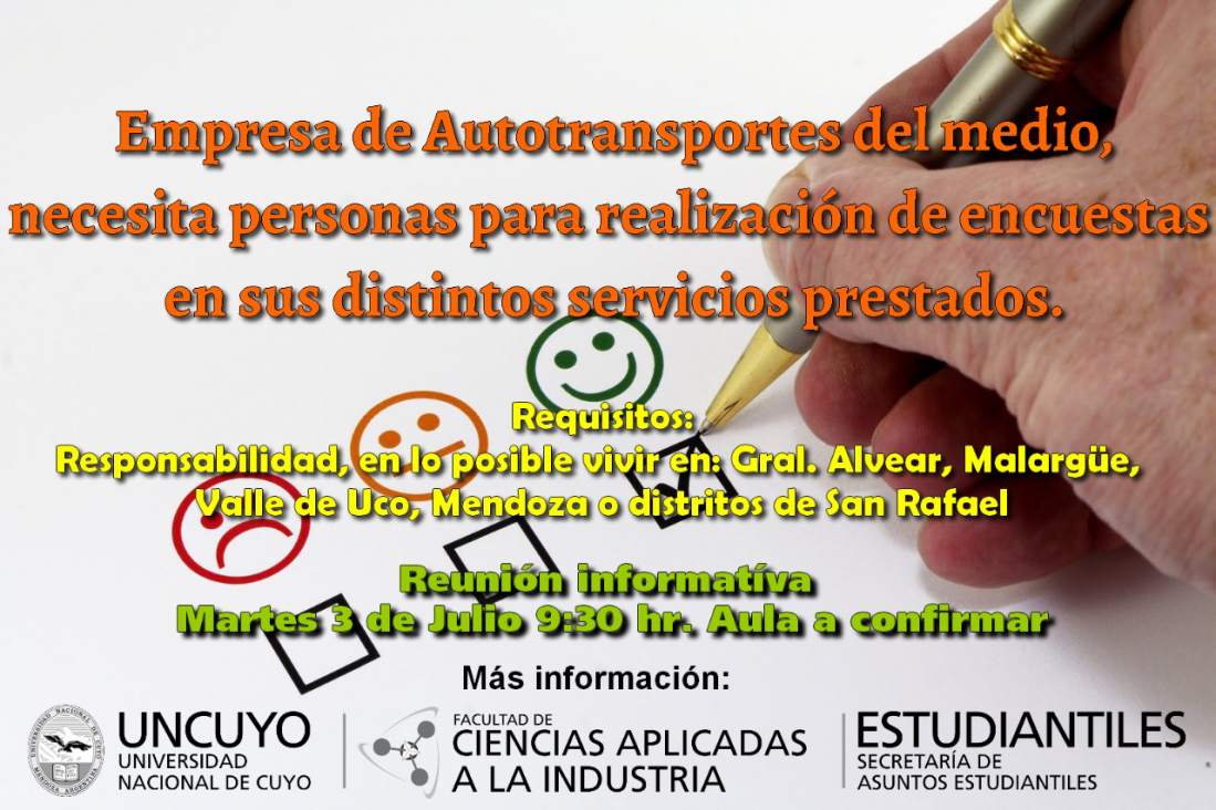 imagen Empresa de Autotransporte solicita encuestadores