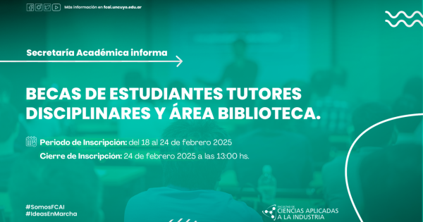 Convocatoria Becas Tutores - Facultad de Ciencias Aplicadas a la Industria