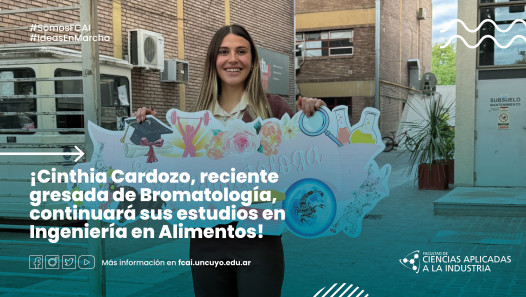 imagen ¡Cinthia Cardozo, reciente egresada de Bromatología, continuará sus estudios en Ingeniería en Alimentos!