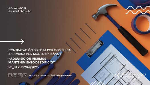 imagen Contratación Directa por Compulsa Abreviada por Monto N° 16/2025 "Adquisición Insumos Mantenimiento de Edificio" N°_EEX: 19204/2025